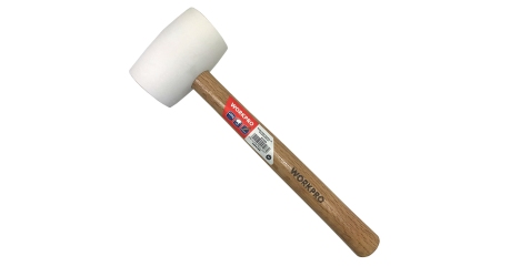 Молоток резиновый с деревянной рукояткой 450гр белый WP241038 WORKPRO