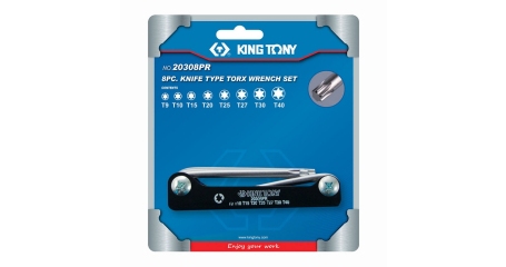 Набор Г-образных ключей KING TONY 20308PR, TORX, T9-T40, складные, 8 предметов