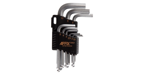 Набор Г-образных шестигранников 1,5-10 мм с шаровым окончанием 9 предметов AFFIX AF06100209