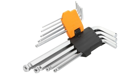 Набор Г-образных шестигранников 1,5-10 мм удлиненные с шаровым окончанием 9 предметов TOLSEN TT20053