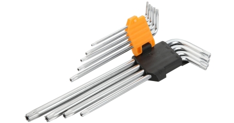 Набор Г-образных Torx T10H-T50H длинные с отверстием 9 предметов TOLSEN TT20057