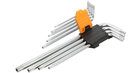 Набор Г-образных Torx T10H-T50H длинные с отверстием 9 предметов TOLSEN TT20057