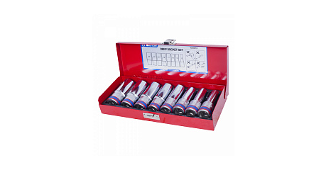 Набор глубоких торцевых головок 1/2", двенадцатигранные, 12-24 мм, 8 предметов KING TONY 4208MR01