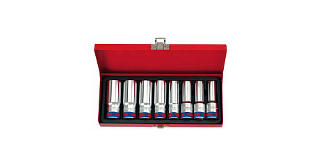 Набор глубоких торцевых головок 1/2", двенадцатигранные, 1/2"-15/16", 8 предметов KING TONY 4208SR