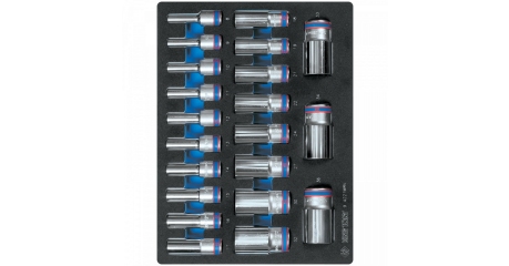 Набор глубоких торцевых головок 1/2", двенадцатигранные, 8-36 мм, ложемент, 21 предмет KING TONY 9-4221MRV