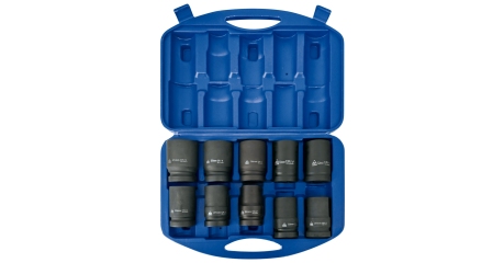 Набор глубоких торцевых головок 1", шестигранные, 21-41 мм, для мультипликатора,  10 предметов МАСТАК 100-68010C