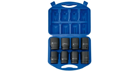 Набор глубоких торцевых головок 1", шестигранные, 24-41 мм, для мультипликатора,  8 предметов МАСТАК 100-68008C