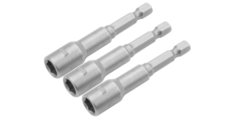 Набор головок для шуруповерта шестигранных 1/4", 7 мм, 65 мм, магнитных 3 предмета TOLSEN TT77842