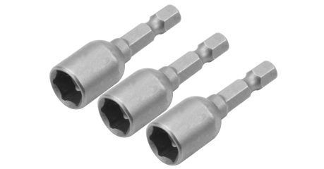 Набор головок для шуруповерта шестигранных 1/4", 8 мм, 48 мм магнитных 3 предмета TOLSEN TT77823