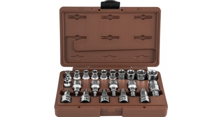Набор головок торцевых 953222, внешний TORX®, и насадок с вставками-битами TORX®, 22 предмета