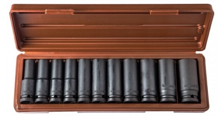 Набор головок торцевых глубоких для ударного инструмента 1/2";DR, 10-24 мм, 11 предметов