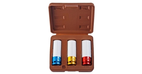 Набор головок торцевых глубоких для ударного инструмента 1/2"DR, для лекгосплавных колесных дисков, 17,19,21 мм, 3 предмета Ombra