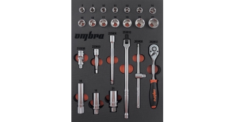 Набор головок торцевых Ombra OMT23STE, 3/8" DR с аксессуарами