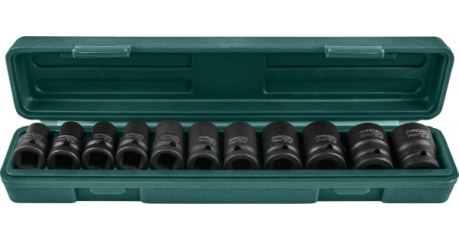 Набор головок торцевых ударных JONNESWAY S03A4111S (1/2";DR 10-24 мм, 11 предметов)