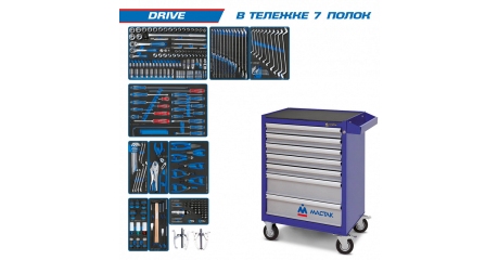 Тележка с инструментом "DRIVE" 251 предмет KING TONY 934-251AMB