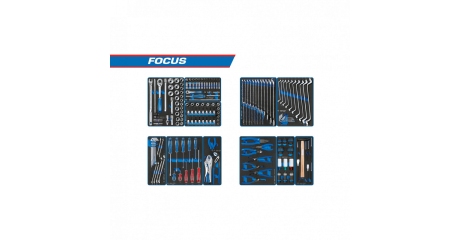 Набор инструментов "FOCUS" для тележки, 11 ложементов, 188 предметов KING TONY 934-188MRVD
