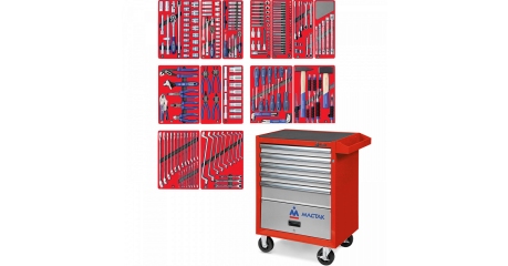 Тележка инструментальная с набором инструментов "ЛИДЕР" 270 предметов МАСТАК 52-05270R