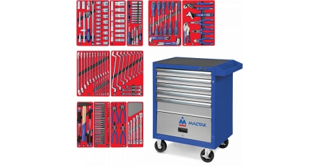 Тележка инструментальная с набором инструментов "МАСТЕР" 205 предметов МАСТАК 52-05205B