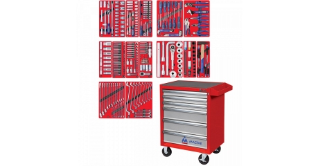 Инструментальная тележка с набором инструментов "ПРОФИ" 299 предметов МАСТАК 52-06299R