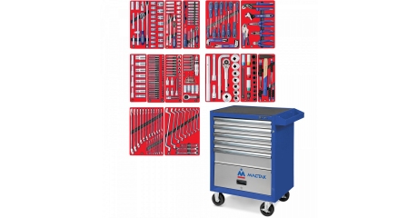 Тележка инструментальная с набором инструментов "ПРОФИ" 299 предметов МАСТАК 52-05299B
