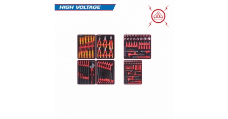 Набор инструментов "HIGH VOLTAGE" KING TONY 932-117VEMRVD для тележки, 6 ложементов, 117 предметов