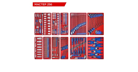 Набор инструментов МАСТЕР 256 для тележки МАСТАК 5-00256 (11 ложементов, 256 предметов)