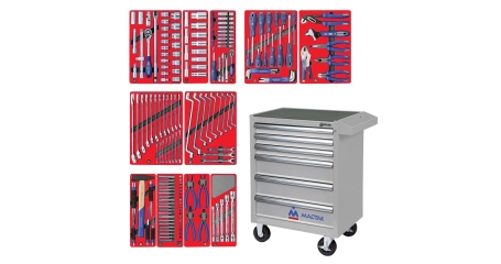 Набор инструментов МАСТЕР в серой тележке 205 предметов МАСТАК 52-06205G