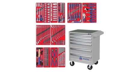 Набор инструментов МАСТЕР в серой тележке 205 предметов МАСТАК 52-06205G