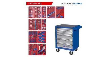 Набор инструментов ПРОФИ 282 в тележке МАСТАК 52-06282 (282 предмета)