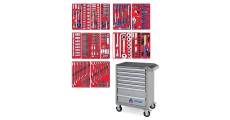 Набор инструментов ПРОФИ в серой тележке 299 предметов МАСТАК 52-07299G