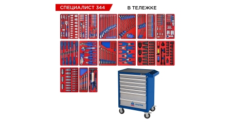 Набор инструментов СПЕЦИАЛИСТ 344 в тележке МАСТАК (344 предмета)