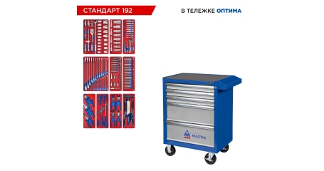 Набор инструментов СТАНДАРТ 192 в тележке МАСТАК 52-05192 (192 предмета)