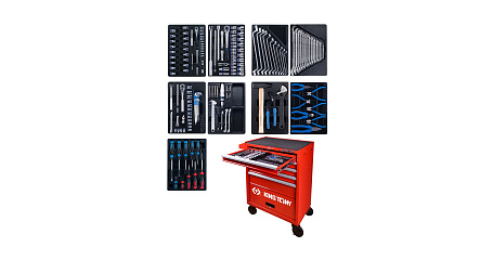 Инструментальная тележка с набором инструментов 161 предмет KING TONY 932-005MR