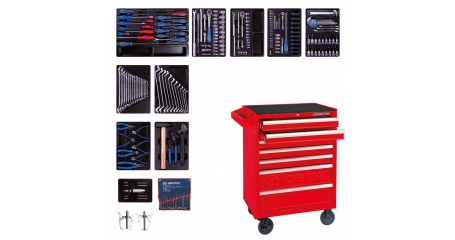 Инструментальная тележка с набором инструментов 204 предмета KING TONY 934-100MR