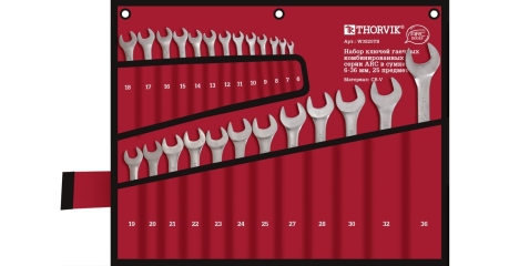 Набор ключей гаечных комбинированных серии ARC в сумке 6-36 мм 25 предметов Thorvik W3S25TB