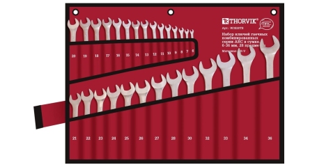 Набор ключей гаечных комбинированных серии ARC в сумке 6-36 мм 28 предметов Thorvik W3S28TB