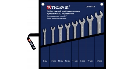 Набор ключей гаечных комбинированных трещоточных в сумке 8-19 мм 8 предметов Thorvik CRWS8TB