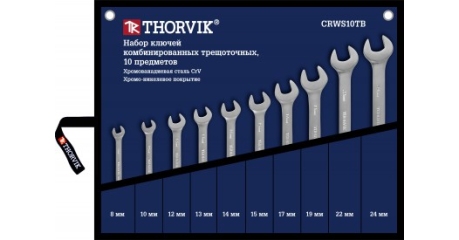Набор ключей гаечных комбинированных трещоточных в сумке 8-24 мм 10 предметов Thorvik CRWS10TB