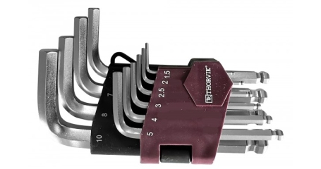 Набор ключей торцевых шестигранных коротких с шаром HKSB10S, H1.5-H10