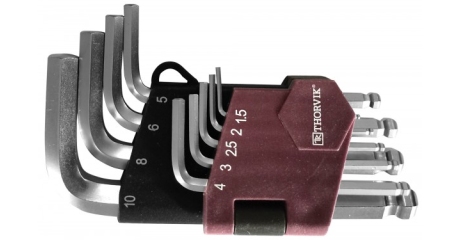 Набор ключей торцевых шестигранных коротких с шаром HKSB9S, H1.5-H10