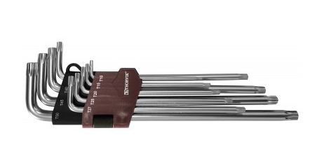 Набор ключей торцевых T-TORX удлиненных с центрированным штифтом Thorvik TTKL9S  Т10H-T50H