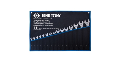 Набор комбинированных ключей, 10-32 мм, чехол из теторона, 15 предметов KING TONY 12D15MRN