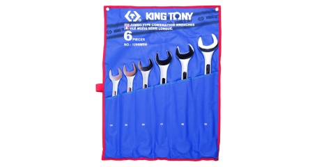 Набор комбинированных ключей, 34-50 мм, чехол из теторона, 6 предметов KING TONY 1296MRN