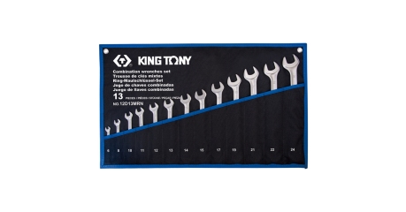 Набор комбинированных ключей, 6-24 мм, чехол из теторона, 13 предметов KING TONY 12D13MRN