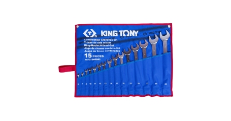 Набор комбинированных ключей, 6-32 мм, чехол из теторона, 15 предметов KING TONY 1215MRN02