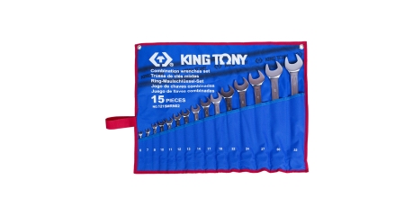 Набор комбинированных ключей, 6-32 мм, чехол из теторона, 15 предметов KING TONY 1215MRN02