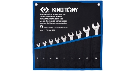 Набор комбинированных ключей, 8-19 мм, чехол из теторона, 9 предметов KING TONY 12D09MRN