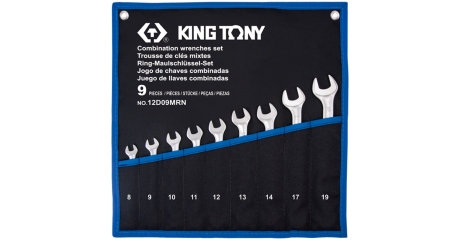Набор комбинированных ключей, 8-19 мм, чехол из теторона, 9 предметов KING TONY 12D09MRN
