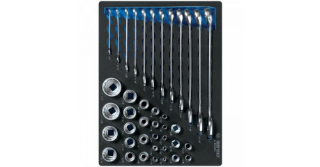 Набор комбинированных ключей, набор торцевых головок 1/4"&3/8"&1/2", ложемент, 40 предметов KING TONY 9-9040SRV