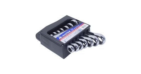 Набор комбинированных трещоточных укороченных ключей, 10-19 мм, 7 предметов МАСТАК 0215-07H